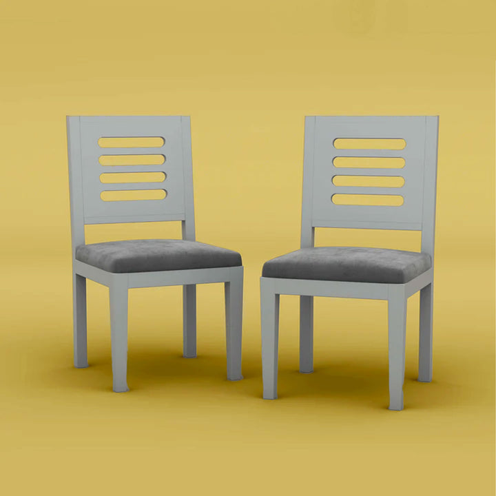 Divyansh Sheesham Wood Dining Chair with Cushion - Set of 2 (Gray Finish)