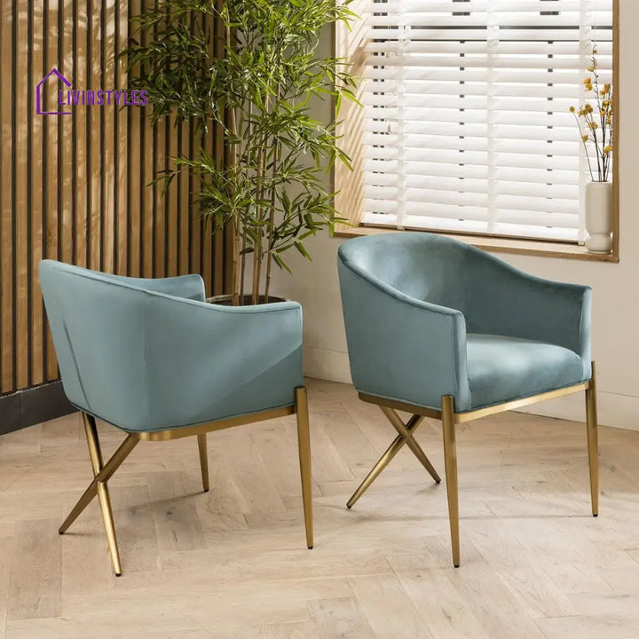 2 Shimmer Velvet Carver Dining Chairs Teal