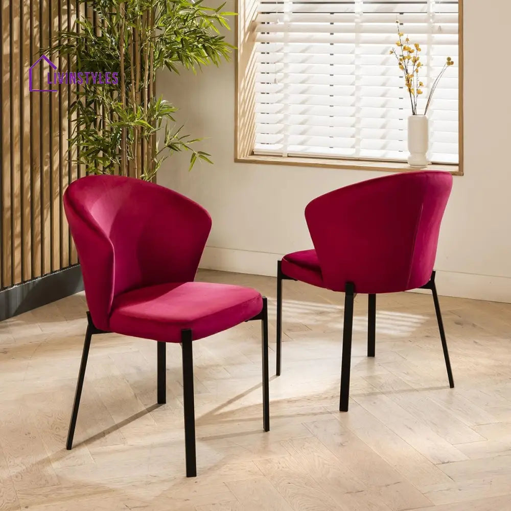 2 Solace Velvet Dining Chairs Berry Red