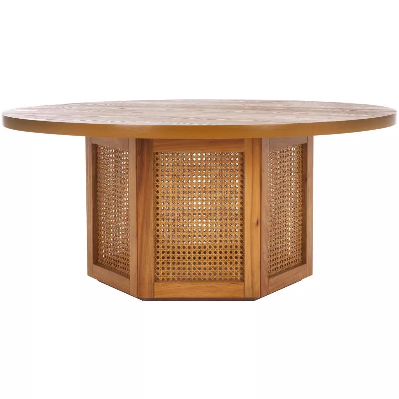 Edelina Solid Wood and Cane Weaving Coffee Table for Living Room