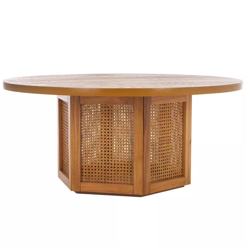 Edelina Solid Wood and Cane Weaving Coffee Table for Living Room