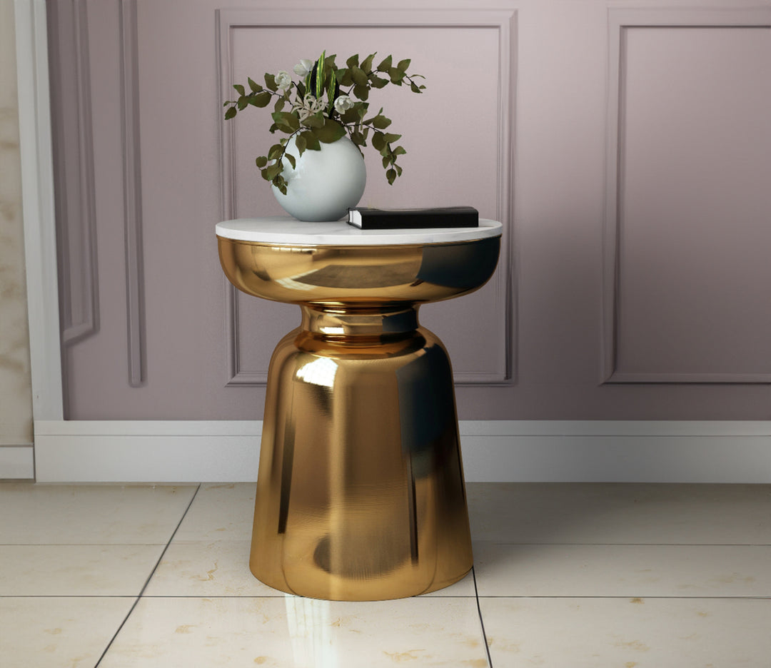 Rohan Metal And Marble Top Side Table - Gold