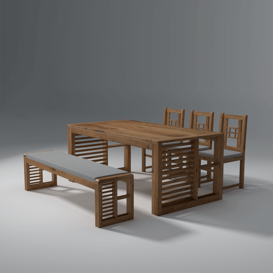 Alyona Acacia Wood Dining Set with Natural Finish