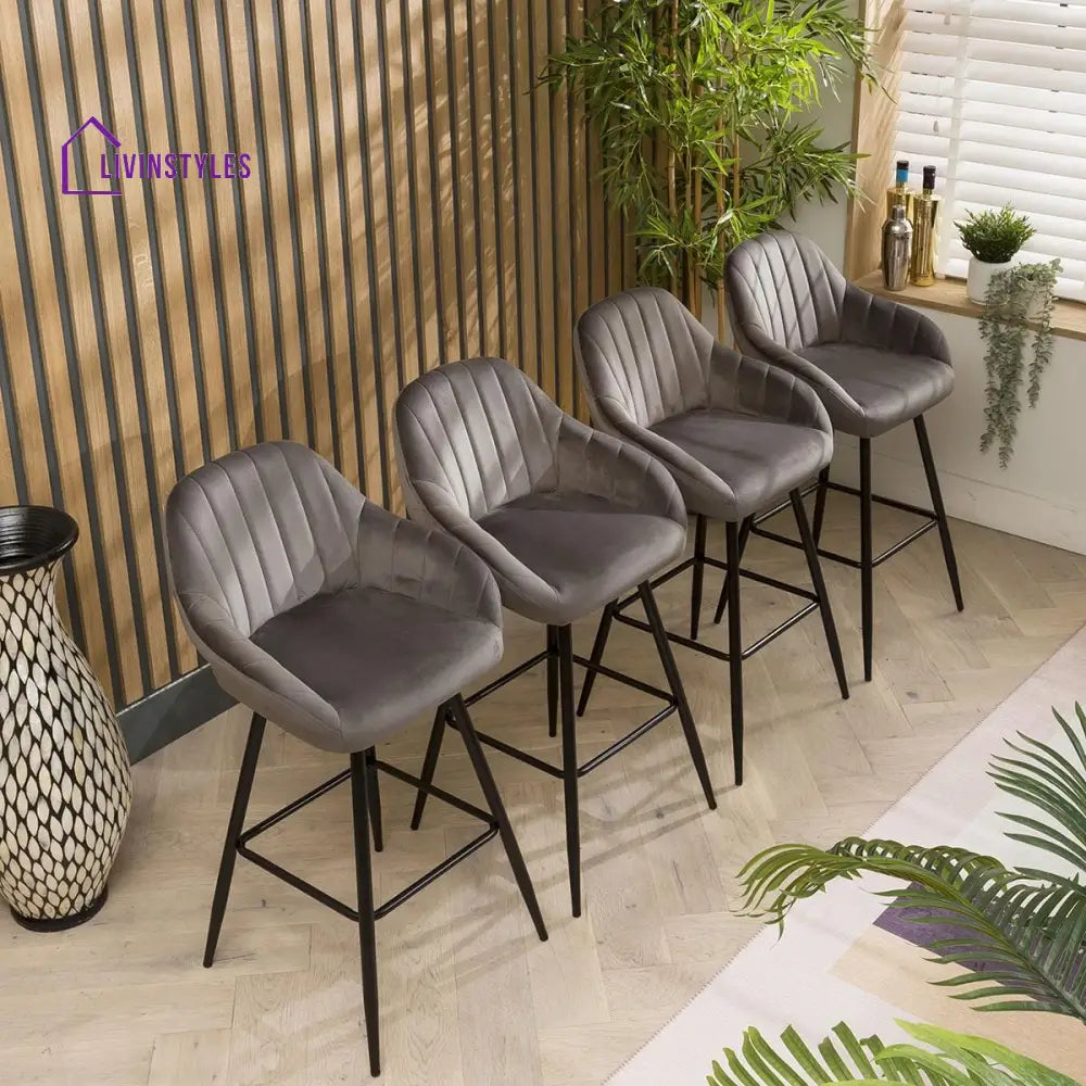 4 Horizon Bar Stool Set Grey