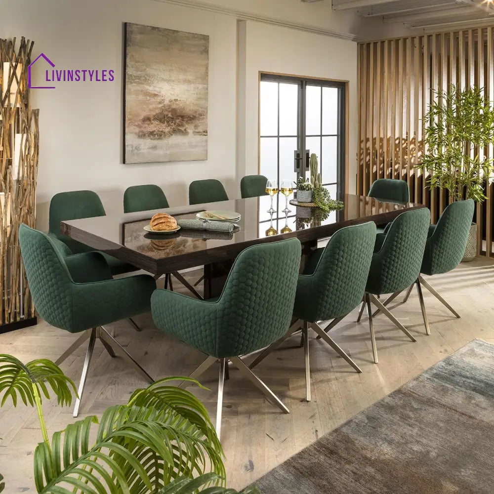 4 Horizon Swivel Carver Dining Chairs Green