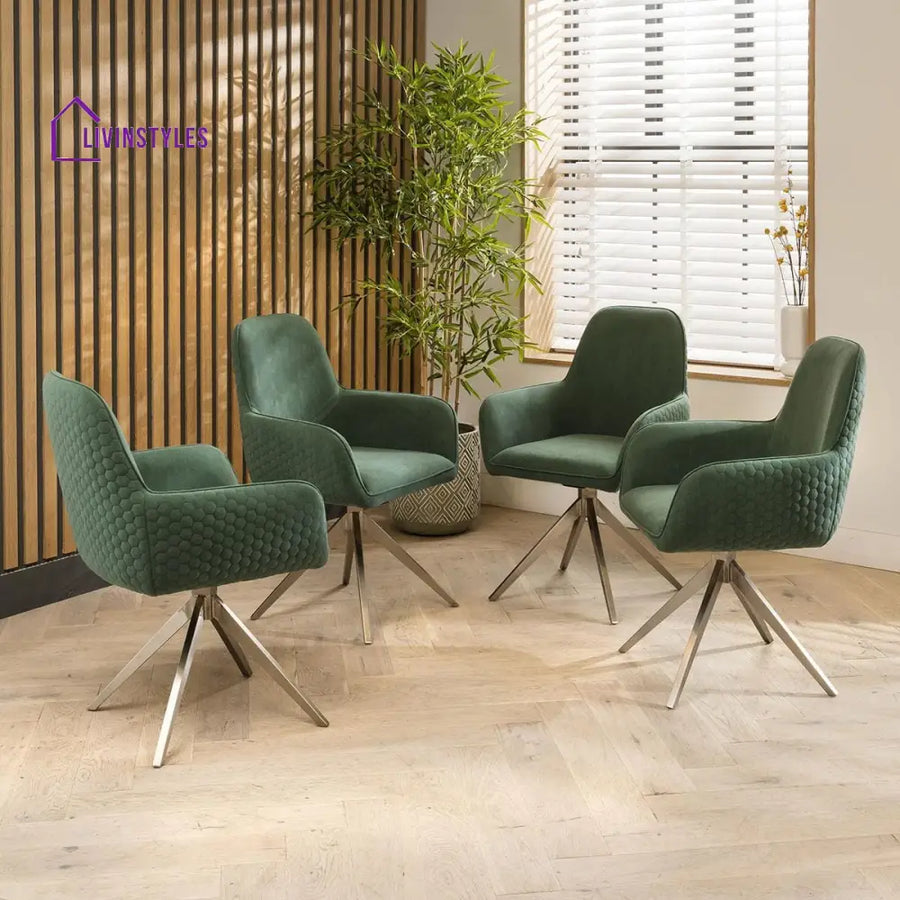 4 Horizon Swivel Carver Dining Chairs Green