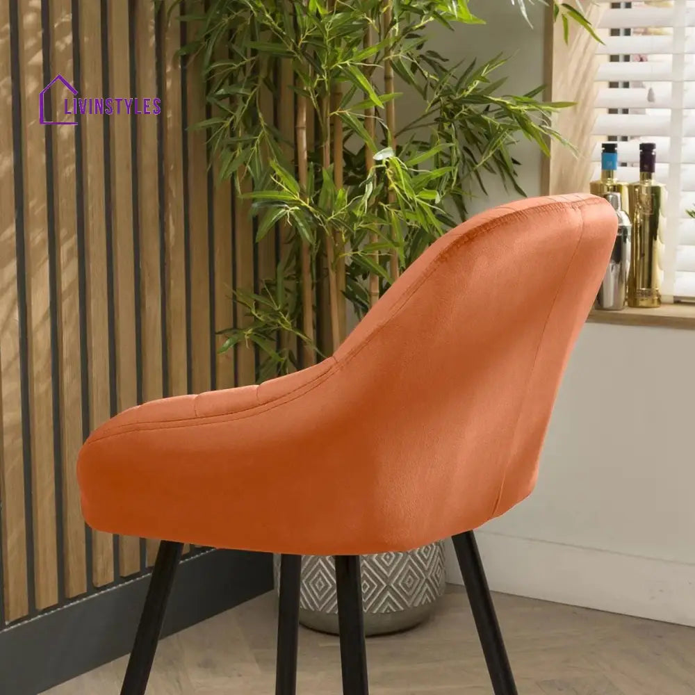 4 Horizon Velvet Bar Stools Orange Kitchen /