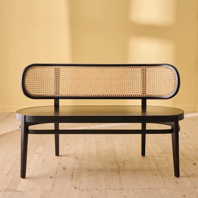 Karp Musk Sheesham Wood and Rattan Bench