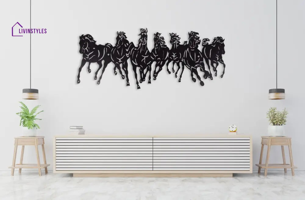 7 HORSE RUNNING METAL WALL ART