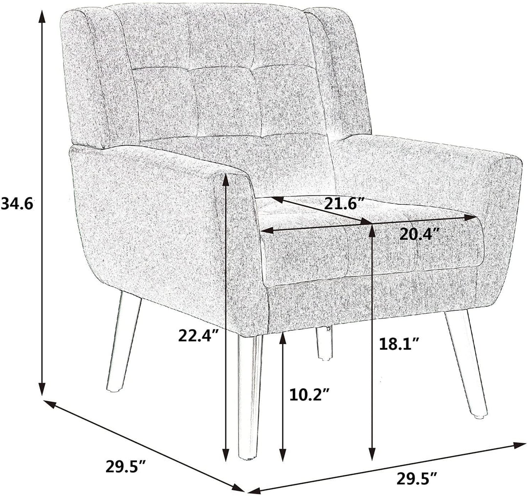 Agap Modern Accent Chair with Arms, Upholstered Linen Fabric Reading Side Chair Tufted Back Decorative Wingback Chair for Living Room Bedroom