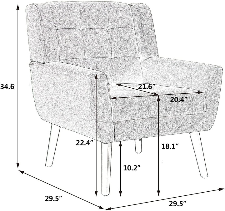 Agap Modern Accent Chair with Arms, Upholstered Linen Fabric Reading Side Chair Tufted Back Decorative Wingback Chair for Living Room Bedroom