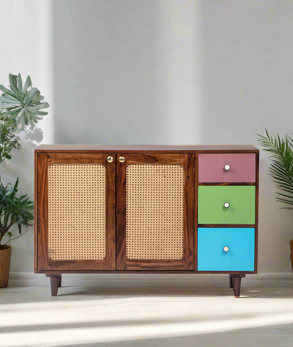 Agafia Mango Wood and Cane Sideboard