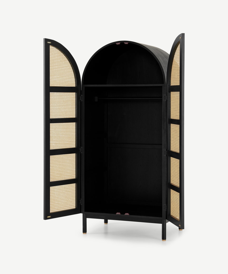 Ariadna Rattan Solid Wood Wardrobe