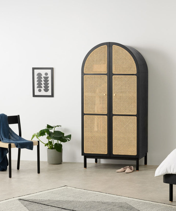 Ariadna Rattan Solid Wood Wardrobe