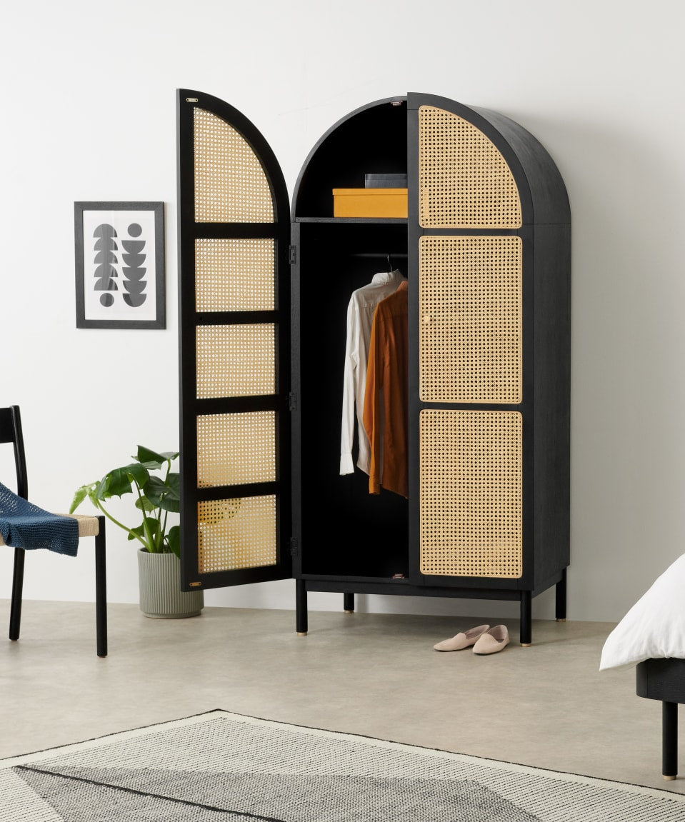 Ariadna Rattan Solid Wood Wardrobe