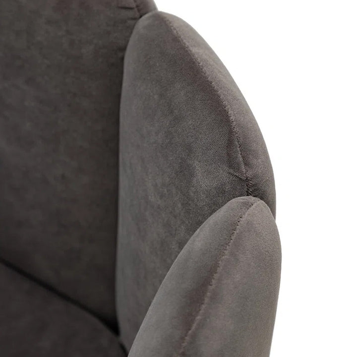 Elegant Velvet Petal Back Chair Grey