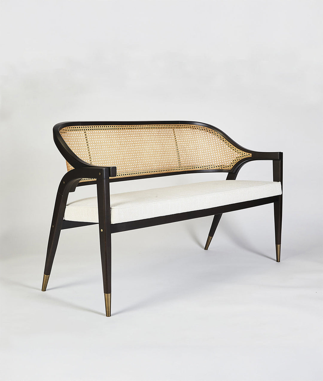 Agnia Solid Wood and Cane Bench