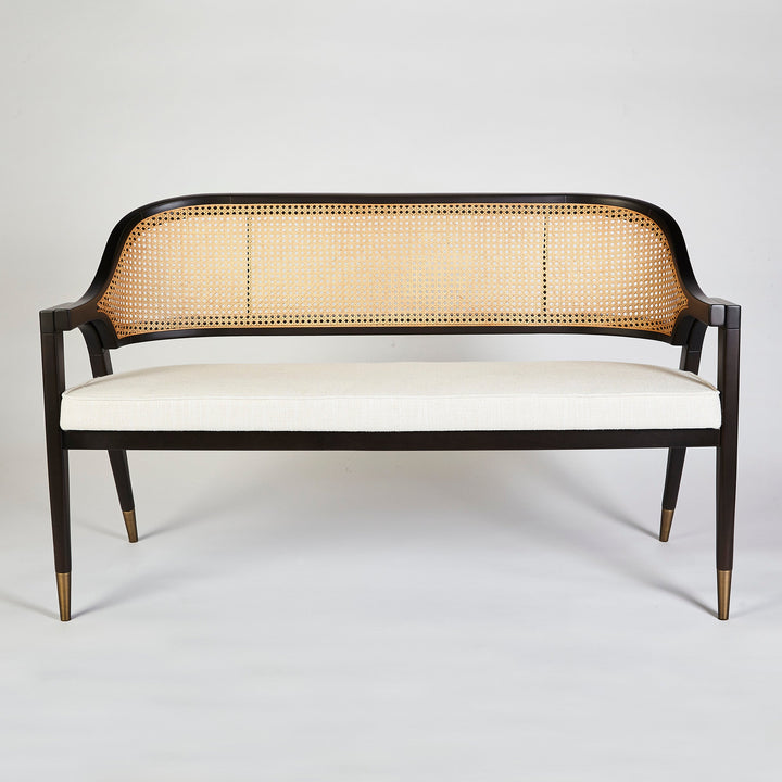 Agnia Solid Wood and Cane Bench