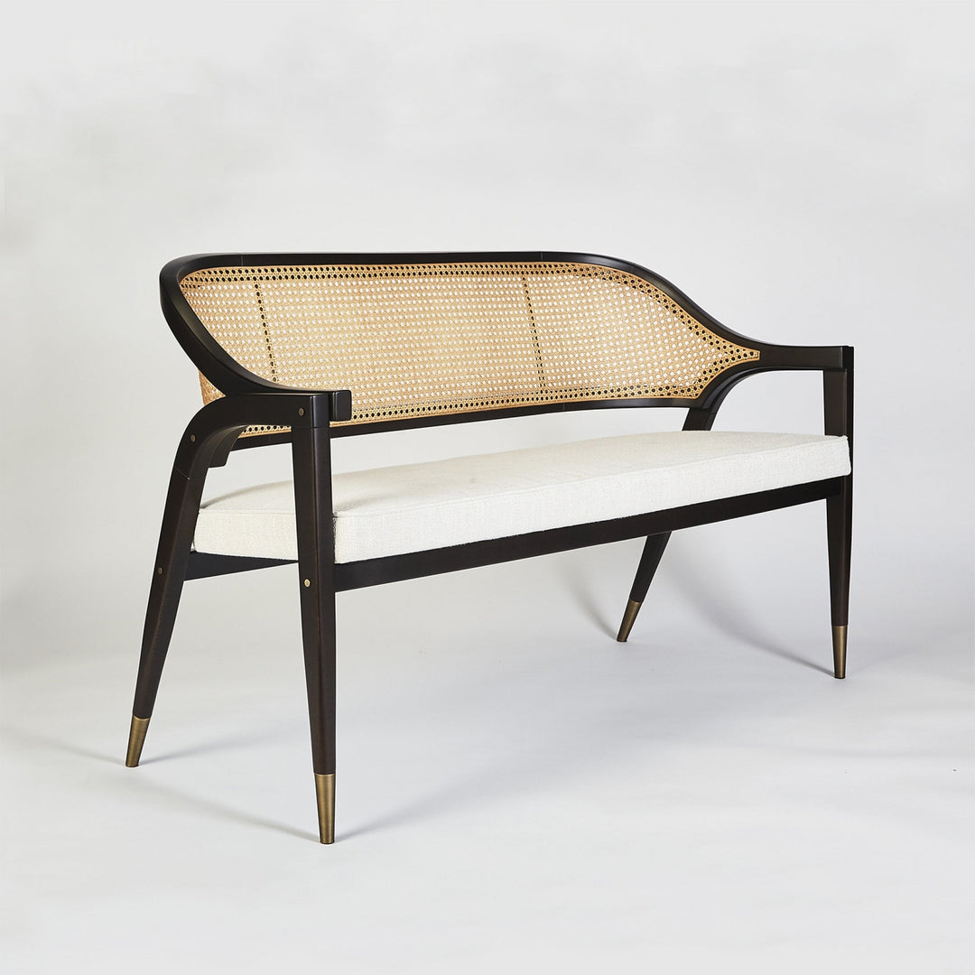 Agnia Solid Wood and Cane Bench