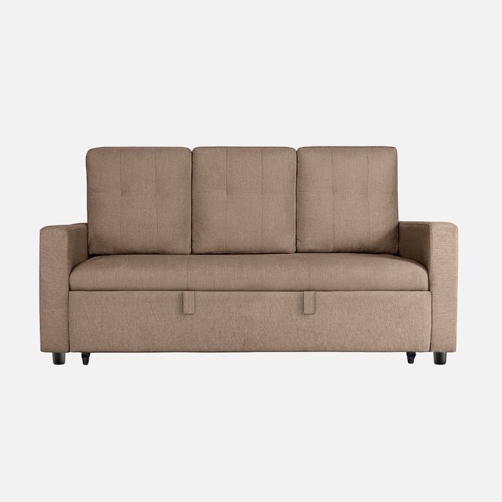 Yeremey Plaster Brown Fabric Sofa cum Bed