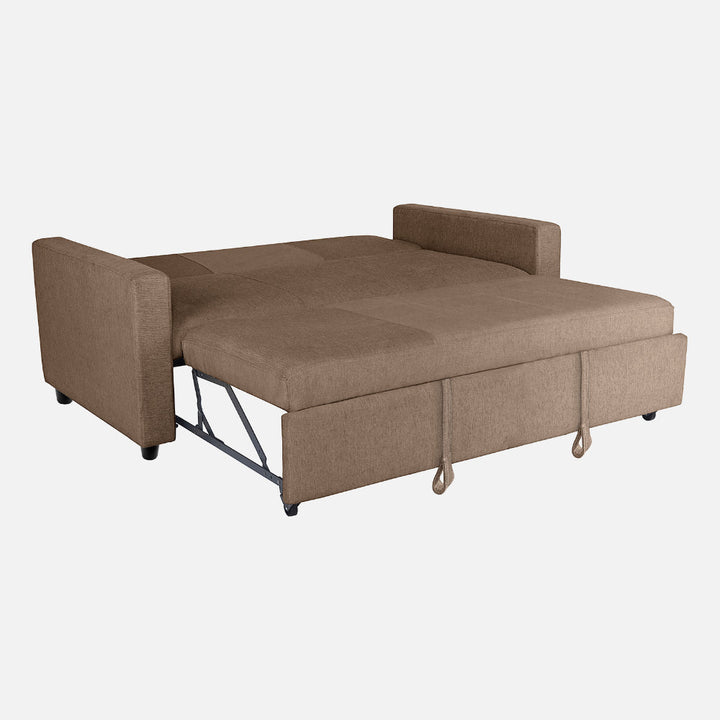 Yeremey Plaster Brown Fabric Sofa cum Bed