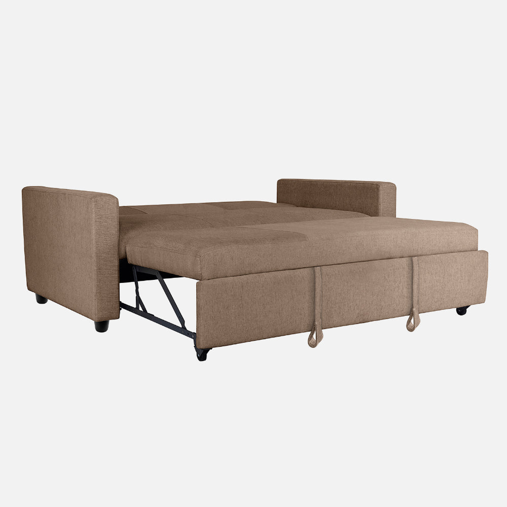 Yeremey Plaster Brown Fabric Sofa cum Bed