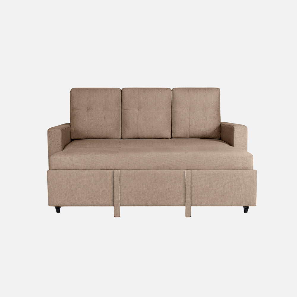 Yeremey Plaster Brown Fabric Sofa cum Bed