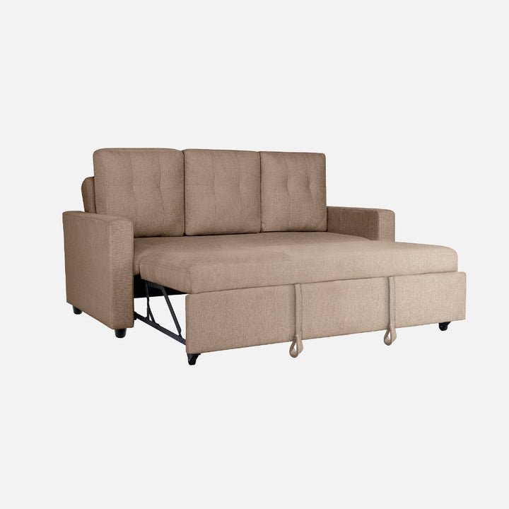 Yeremey Plaster Brown Fabric Sofa cum Bed