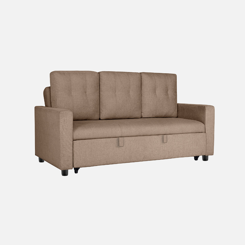 Yeremey Plaster Brown Fabric Sofa cum Bed