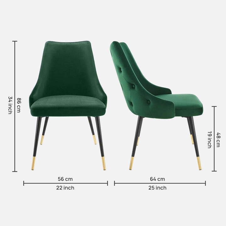 Sleek Velvet Dining Table Chair Green