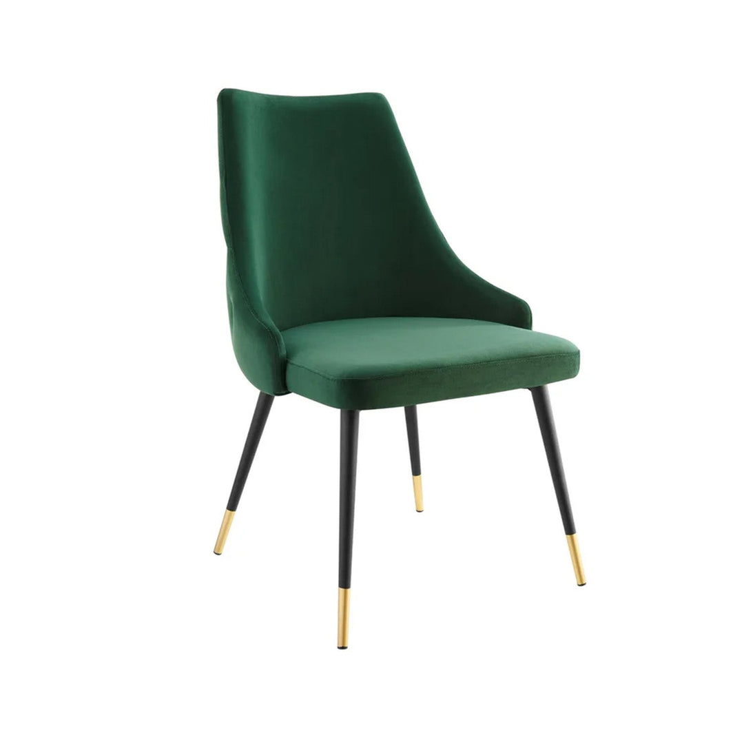 Sleek Velvet Dining Table Chair Green