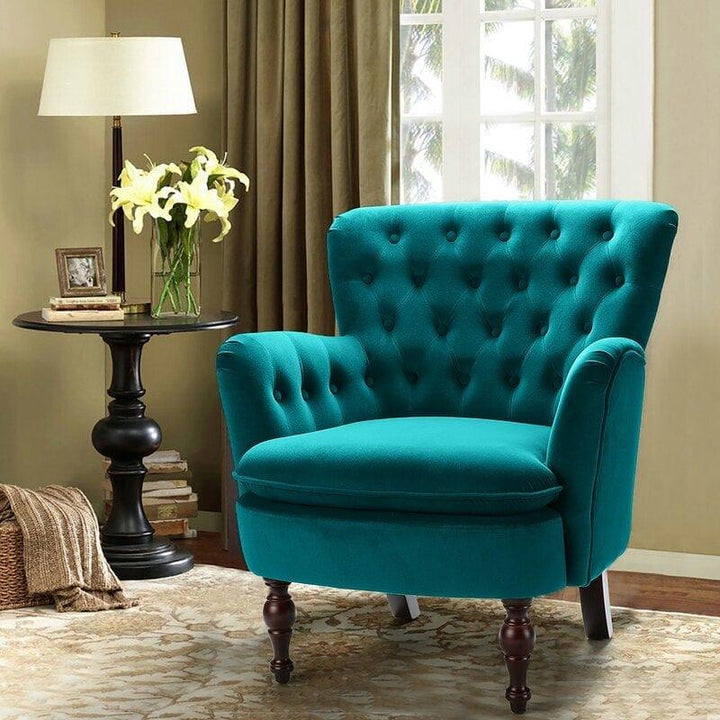 Avani Wide Tufted Velvet Arm Chair for Living Room