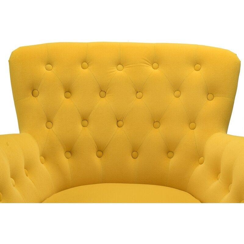 Wide Tufted Velvet Armchair - Ouch Cart 