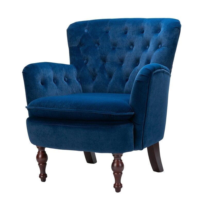 Avani Wide Tufted Velvet Arm Chair for Living Room