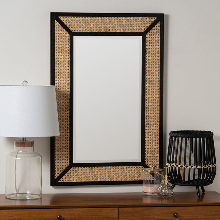 Alla Rattan Mirror in Solid Wood