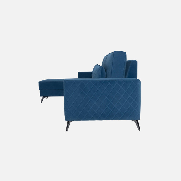 Efrem Sapphire Blue Fabric 3 Seater Sofa With Lounger