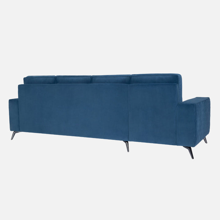 Efrem Sapphire Blue Fabric 3 Seater Sofa With Lounger