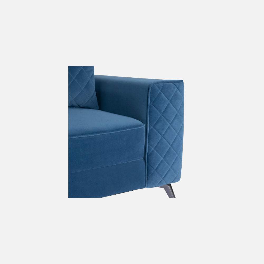 Efrem Sapphire Blue Fabric 3 Seater Sofa With Lounger