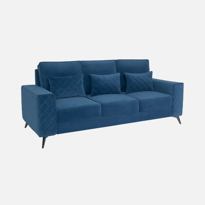 Elizar Sapphire Blue Fabric 3 Seater Sofa