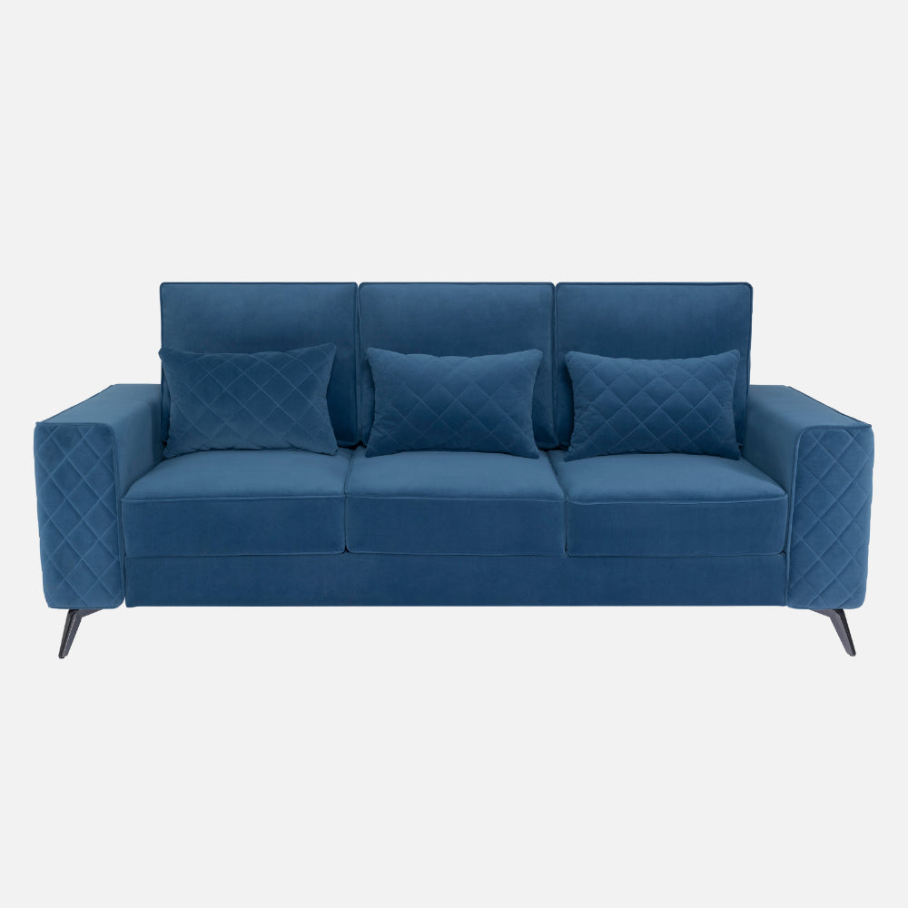 Elizar Sapphire Blue Fabric 3 Seater Sofa