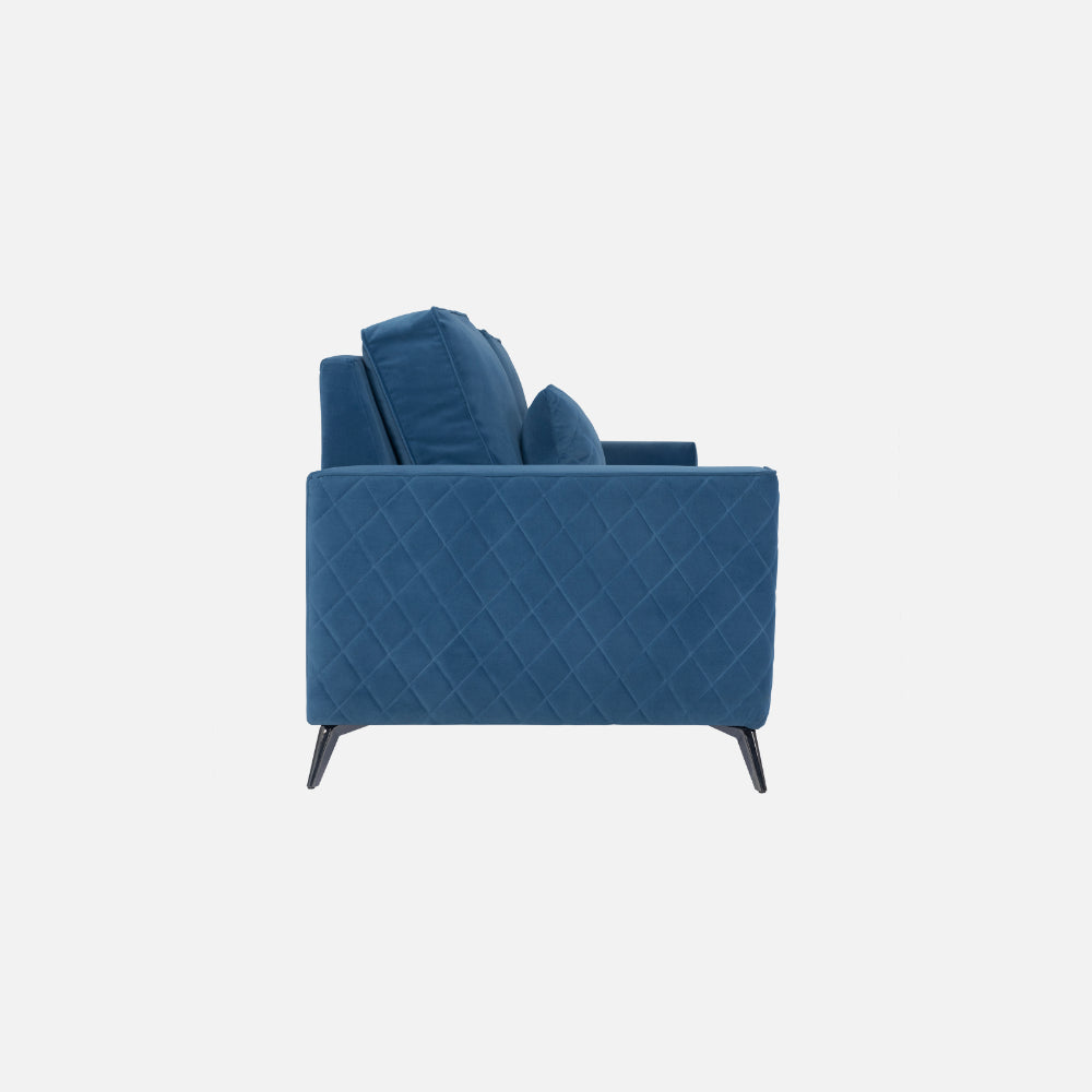 Efrem Sapphire Blue Fabric 3 Seater Sofa With Lounger