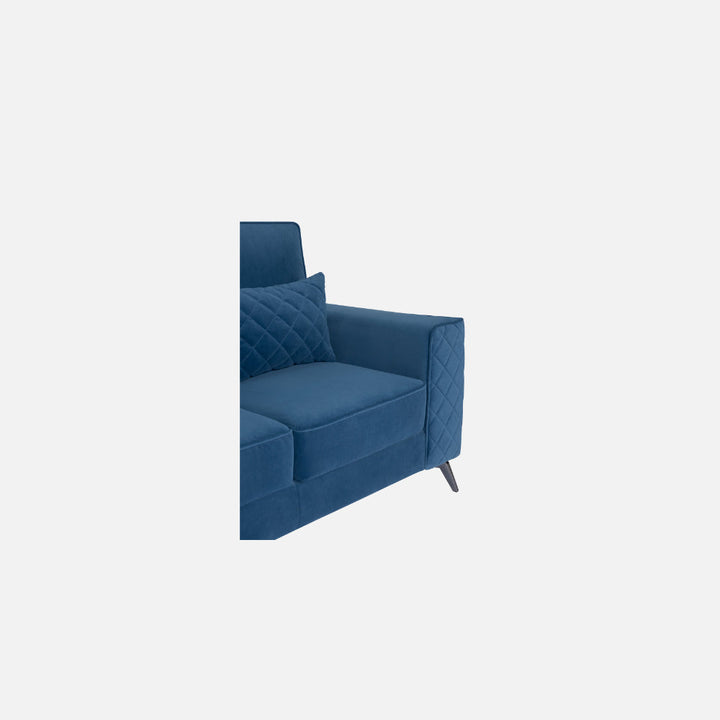 Efrem Sapphire Blue Fabric 3 Seater Sofa With Lounger