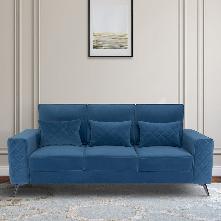 Elizar Sapphire Blue Fabric 3 Seater Sofa