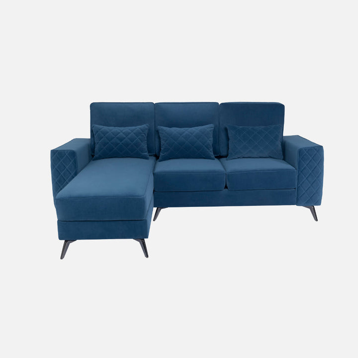 Efim Blue Fabric 2 Seater Sofa With Lounger