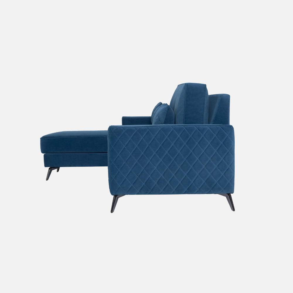 Efim Blue Fabric 2 Seater Sofa With Lounger