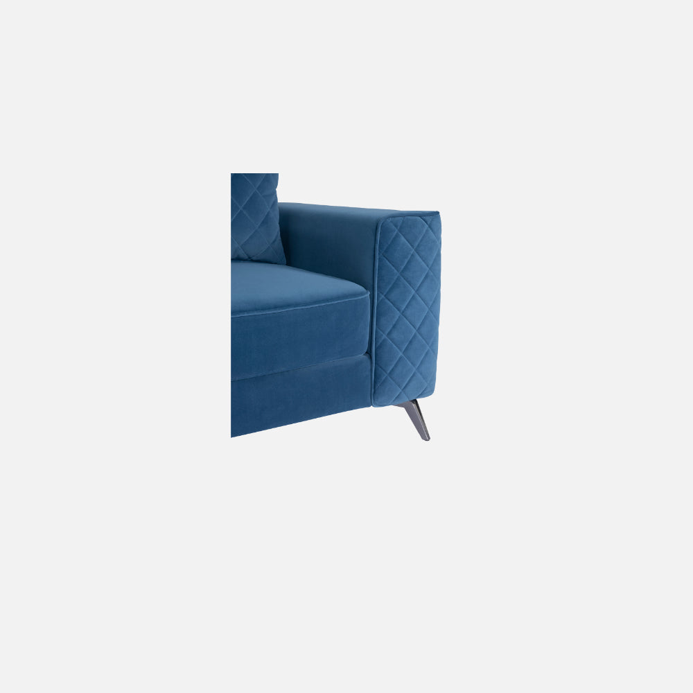 Efim Blue Fabric 2 Seater Sofa With Lounger