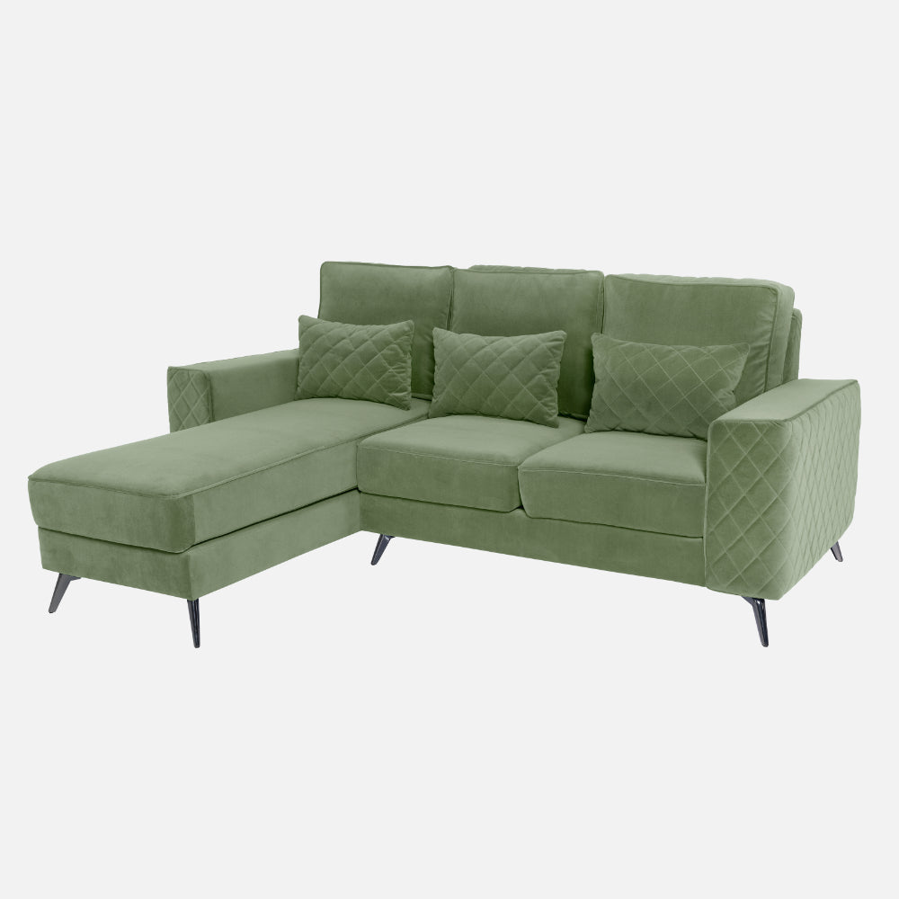 Efim Jade Green Fabric 2 Seater Sofa With Lounger