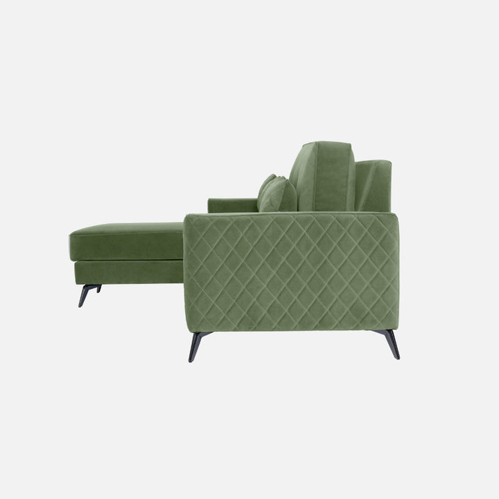 Efim Jade Green Fabric 2 Seater Sofa With Lounger