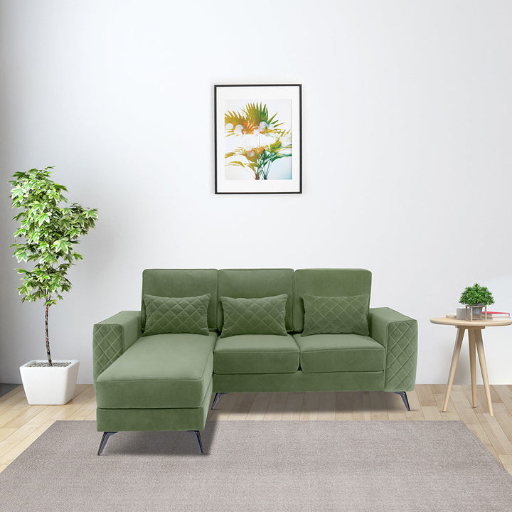 Efim Jade Green Fabric 2 Seater Sofa With Lounger