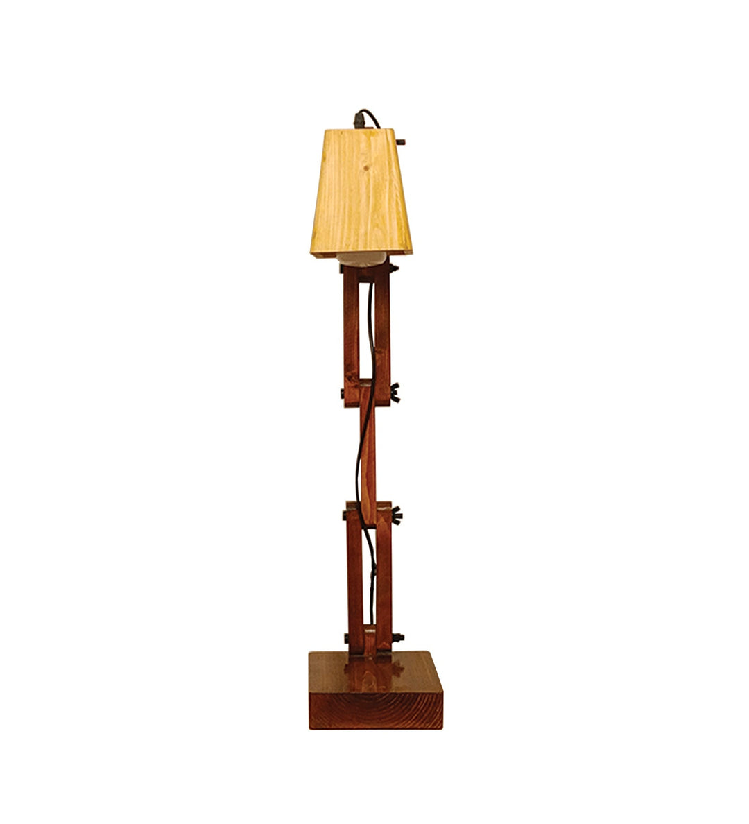 Eleanor Brown Wooden Table Lamp with Wooden Lampshade